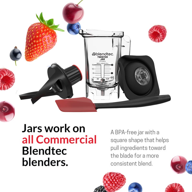 Blendtec 37 oz Twister Jar Commercial Grade, Spectacula Spatula and Mini Gripper Lid - Replacement Blender Jar Set for Shakes, Smoothies, and Thick Blends - 16 oz Blending Capacity - Image 3